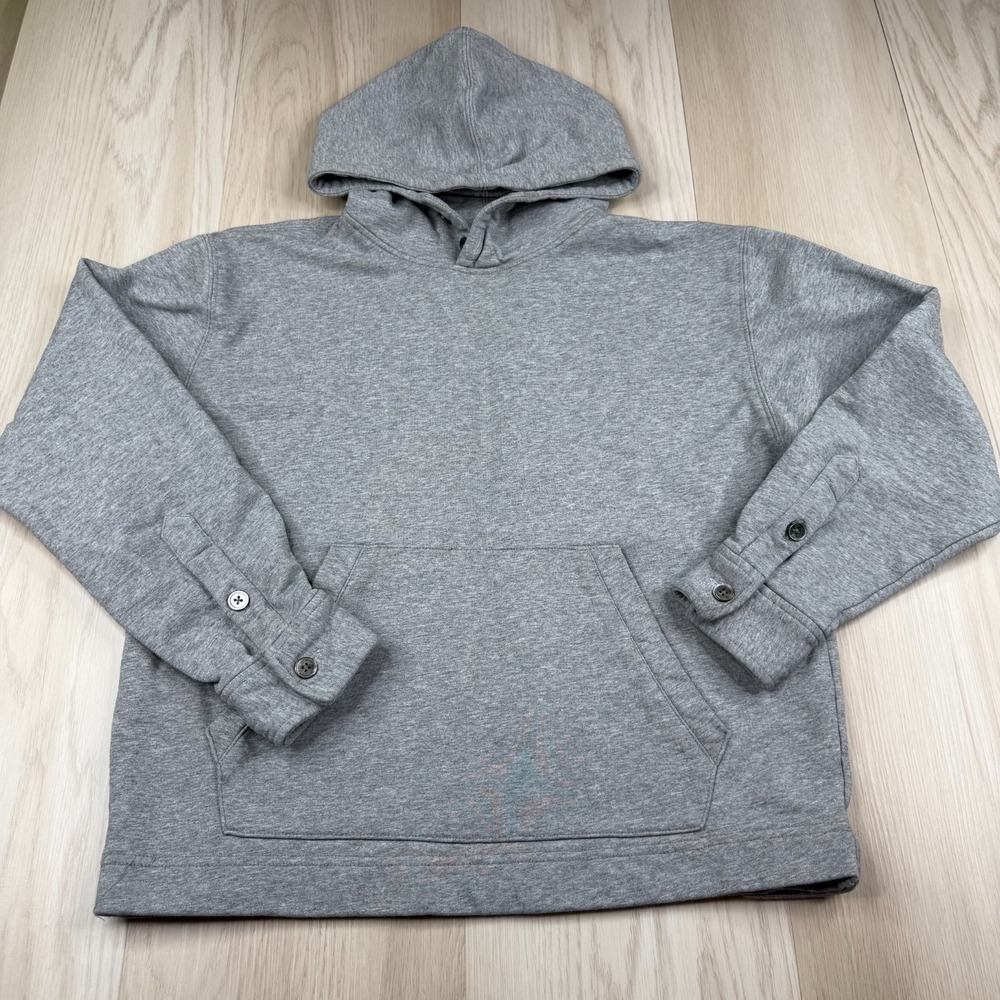 VTG Sote Mens Gray Classic Outdoor Buttoned Sleeve Cuffs Pullover Hoodie Size M